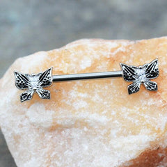 Stainless Steel Exotic Butterfly Nipple Bar - Impulse Piercings