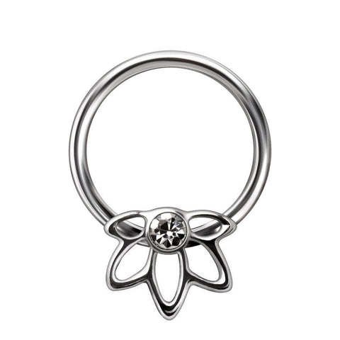 Stainless Steel Flower Snap-in Captive Bead Ring.