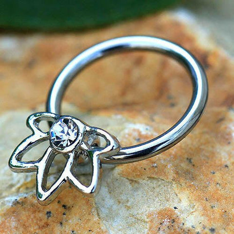 Stainless Steel Flower Snap-in Captive Bead Ring - Impulse Piercings