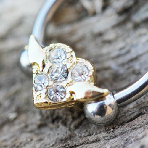 Stainless Steel Gold Plated Heart Snap-In Captive Bead Ring / Septum Ring - Impulse Piercings