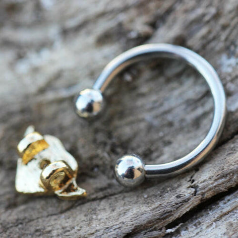 Stainless Steel Gold Plated Heart Snap-In Captive Bead Ring / Septum Ring - Impulse Piercings