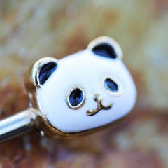 Stainless Steel Golden Panda Nipple Bar - Impulse Piercings