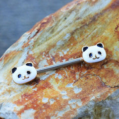 Stainless Steel Golden Panda Nipple Bar - Impulse Piercings