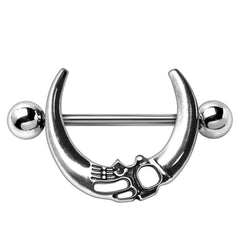 Stainless Steel Gothic Crescent Moon Nipple Shield.