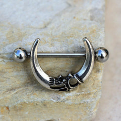 Stainless Steel Gothic Crescent Moon Nipple Shield - Impulse Piercings