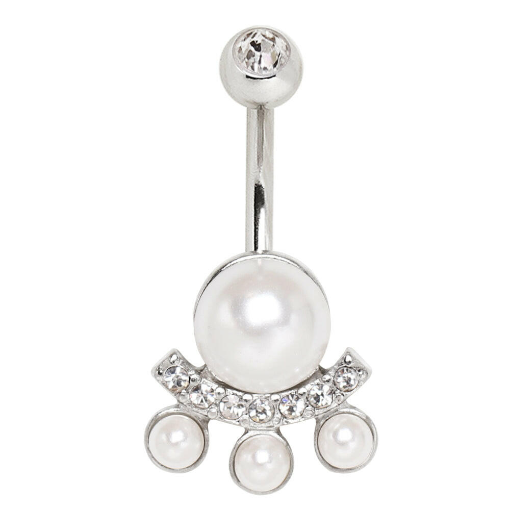 Stainless Steel Grand Pearl Navel Ring.