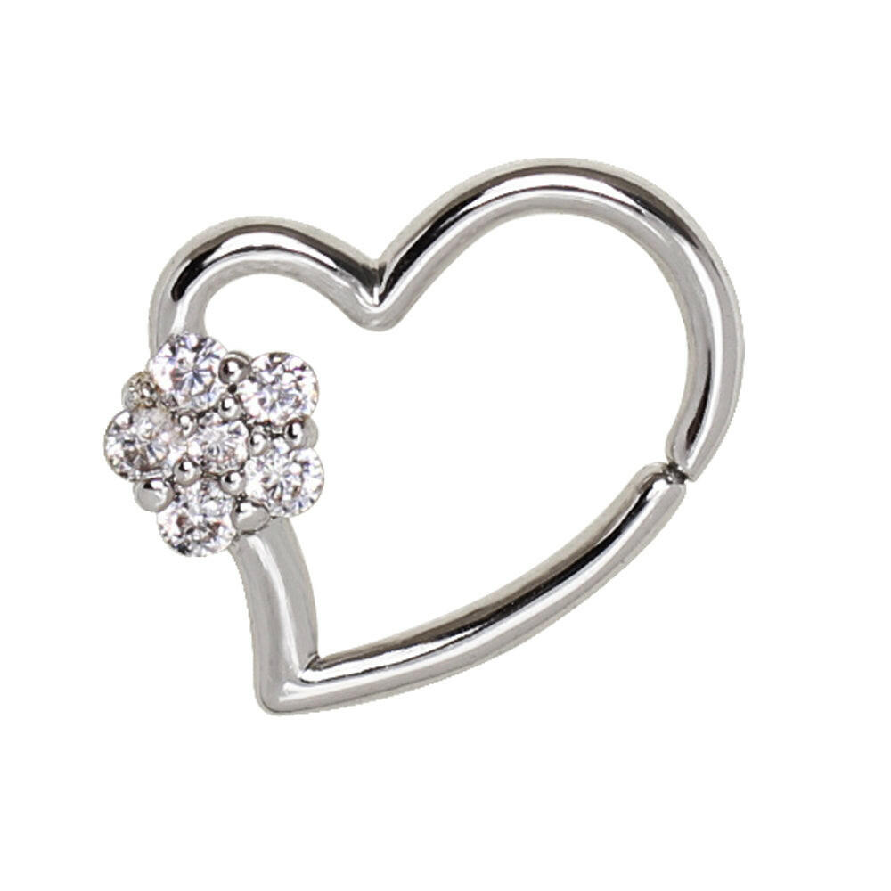 Stainless Steel Heart Cartilage Earring with Flower.