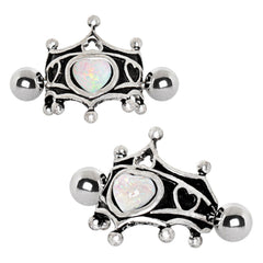 Stainless Steel Heart Crown Cartilage Cuff Earring.