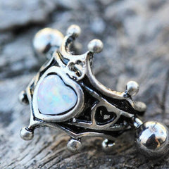 Stainless Steel Heart Crown Cartilage Cuff Earring - Impulse Piercings