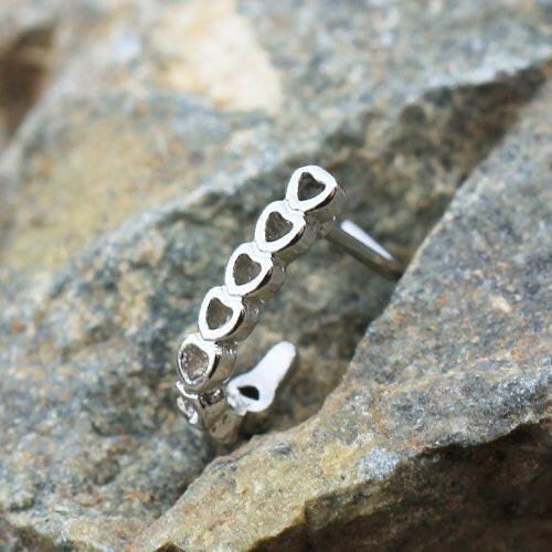 Stainless Steel Heart L Bend Half Nose Hoop - Impulse Piercings