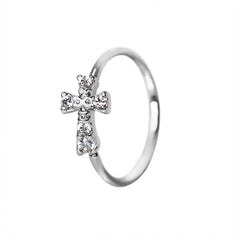 Stainless Steel Jeweled Cross Cartilage Earring / Nose Hoop Ring.