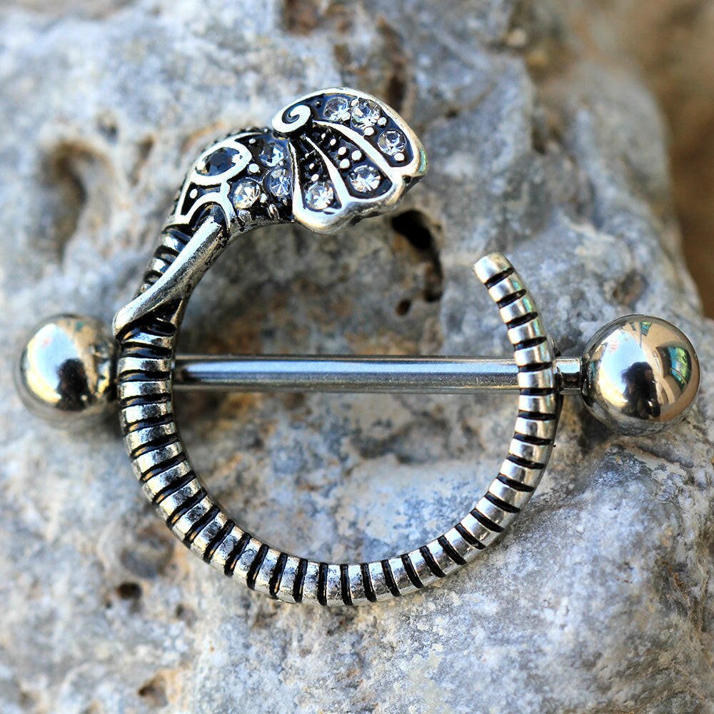 Stainless Steel Jeweled Elephant Nipple Shield - Impulse Piercings