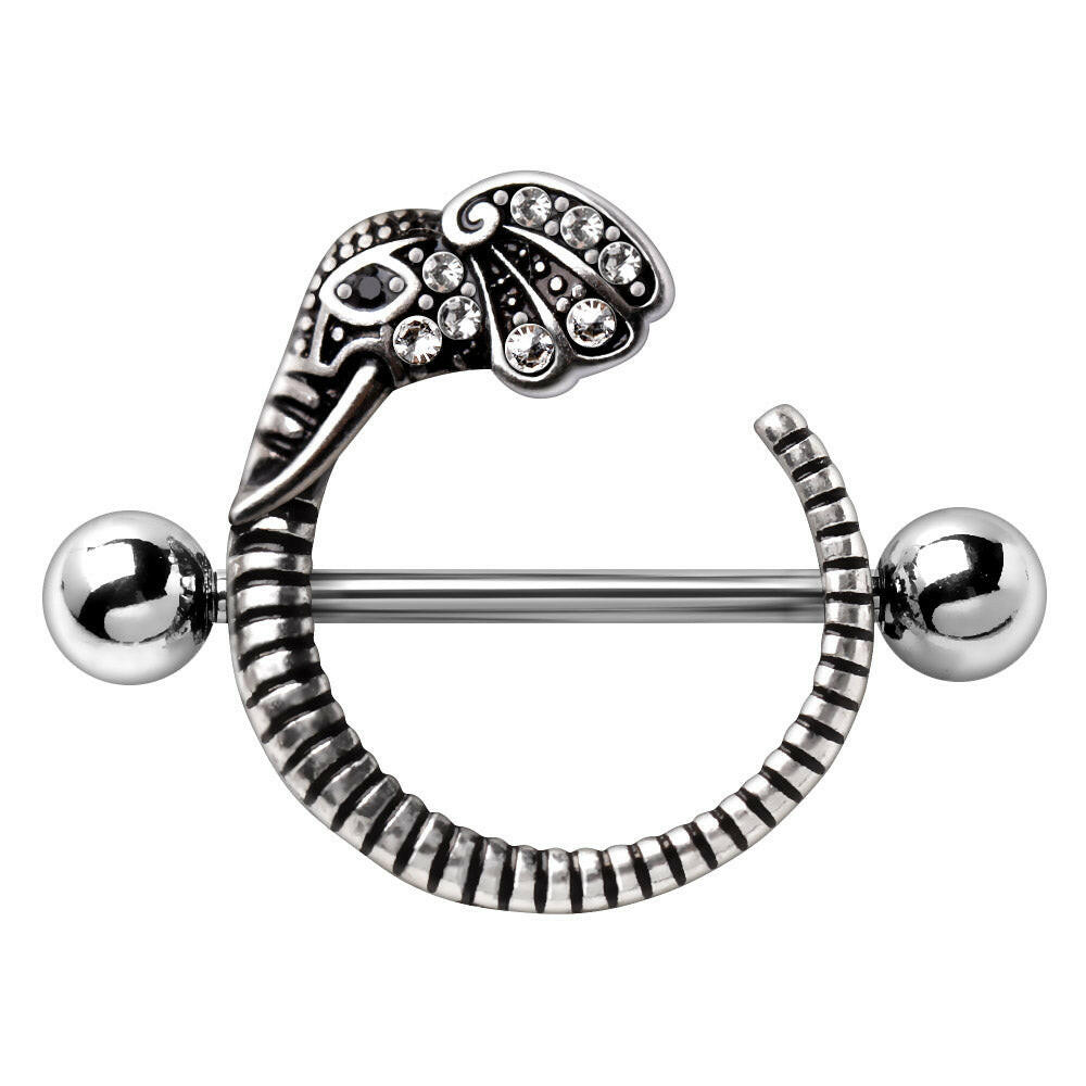 Stainless Steel Jeweled Elephant Nipple Shield.