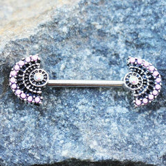 Stainless Steel Jeweled Fan Nipple Bar - Impulse Piercings