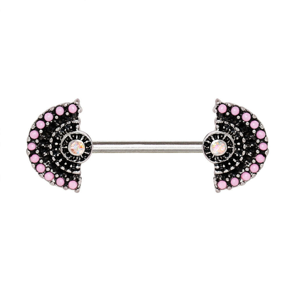 Stainless Steel Jeweled Fan Nipple Bar.