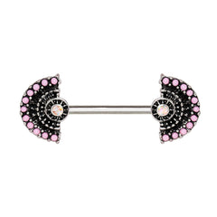 Stainless Steel Jeweled Fan Nipple Bar.