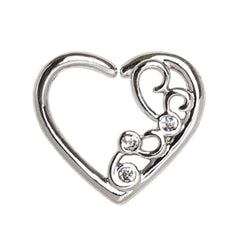 Stainless Steel Jeweled Ornate Heart Annealed Cartilage Earring.