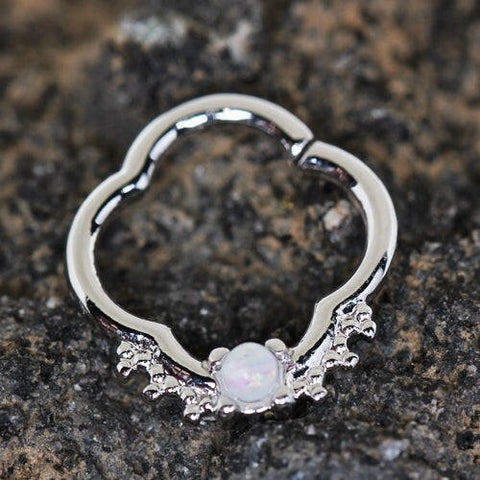 Stainless Steel Jeweled Quatrefoil Captive Bead Ring / Septum Ring - Impulse Piercings