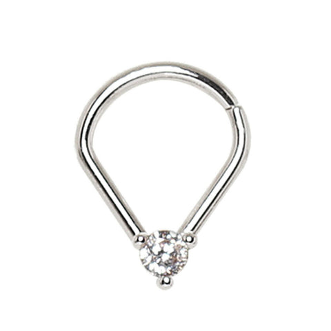 Stainless Steel Jeweled Teardrop Shaped Seamless Ring.