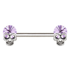 Stainless Steel Lavender Skull Nipple Bar.