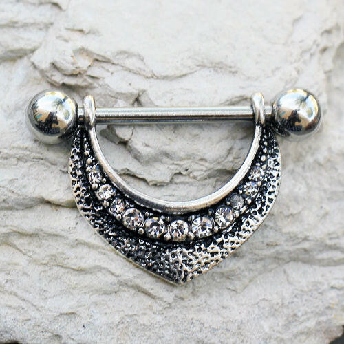 Stainless Steel Lavish Lace Nipple Shield - Impulse Piercings