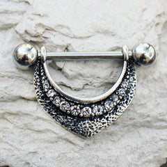 Stainless Steel Lavish Lace Nipple Shield - Impulse Piercings