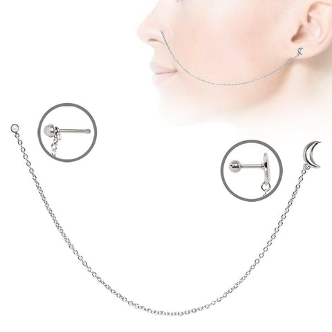 Stainless Steel Moon Chain Nose Cartilage Earring.