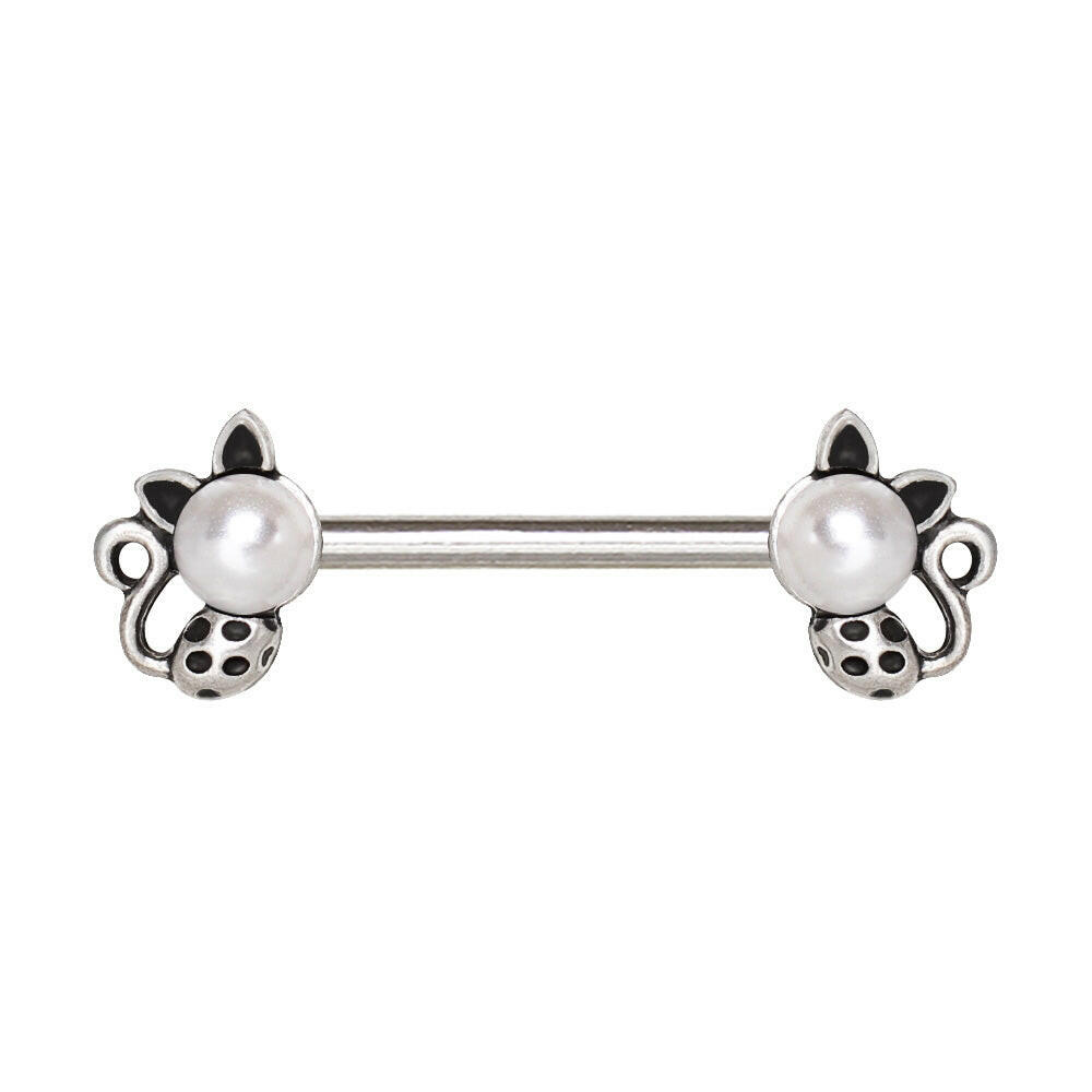 Stainless Steel Pearl Spotted Cat Nipple Bar.