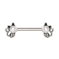 Stainless Steel Pearl Spotted Cat Nipple Bar.