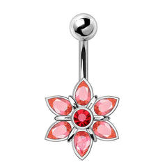 Stainless Steel Pink Flower Navel Ring.