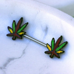 Stainless Steel Pot Leaf Nipple Bar - Impulse Piercings