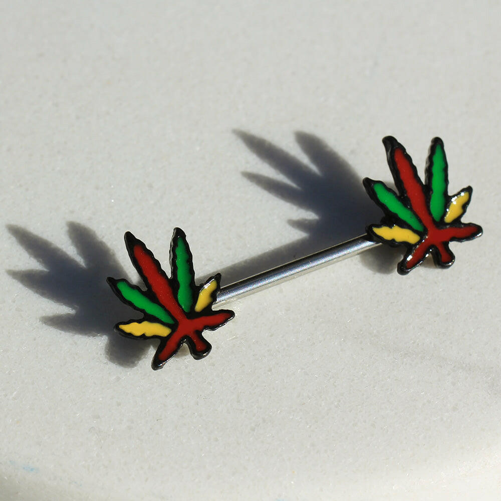 Stainless Steel Pot Leaf Nipple Bar - Impulse Piercings