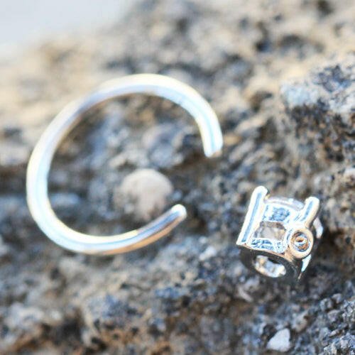 Stainless Steel Prong Set CZ Captive Bead Ring - Impulse Piercings