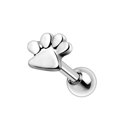 Stainless Steel Puppy Paw Print Cartilage Earring.