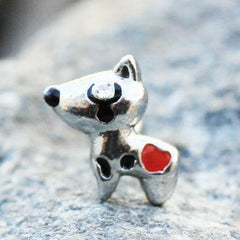 Stainless Steel Red Heart Dog Cartilage Earring - Impulse Piercings