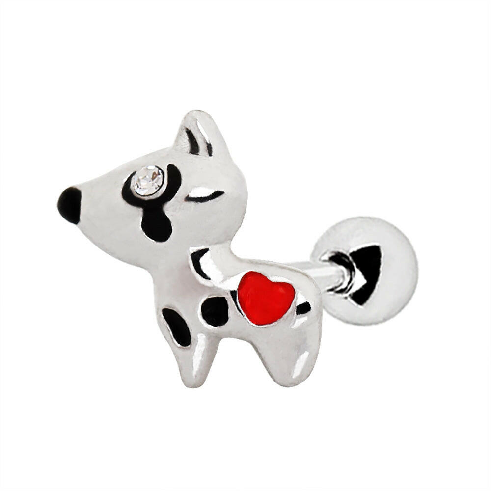 Stainless Steel Red Heart Dog Cartilage Earring.