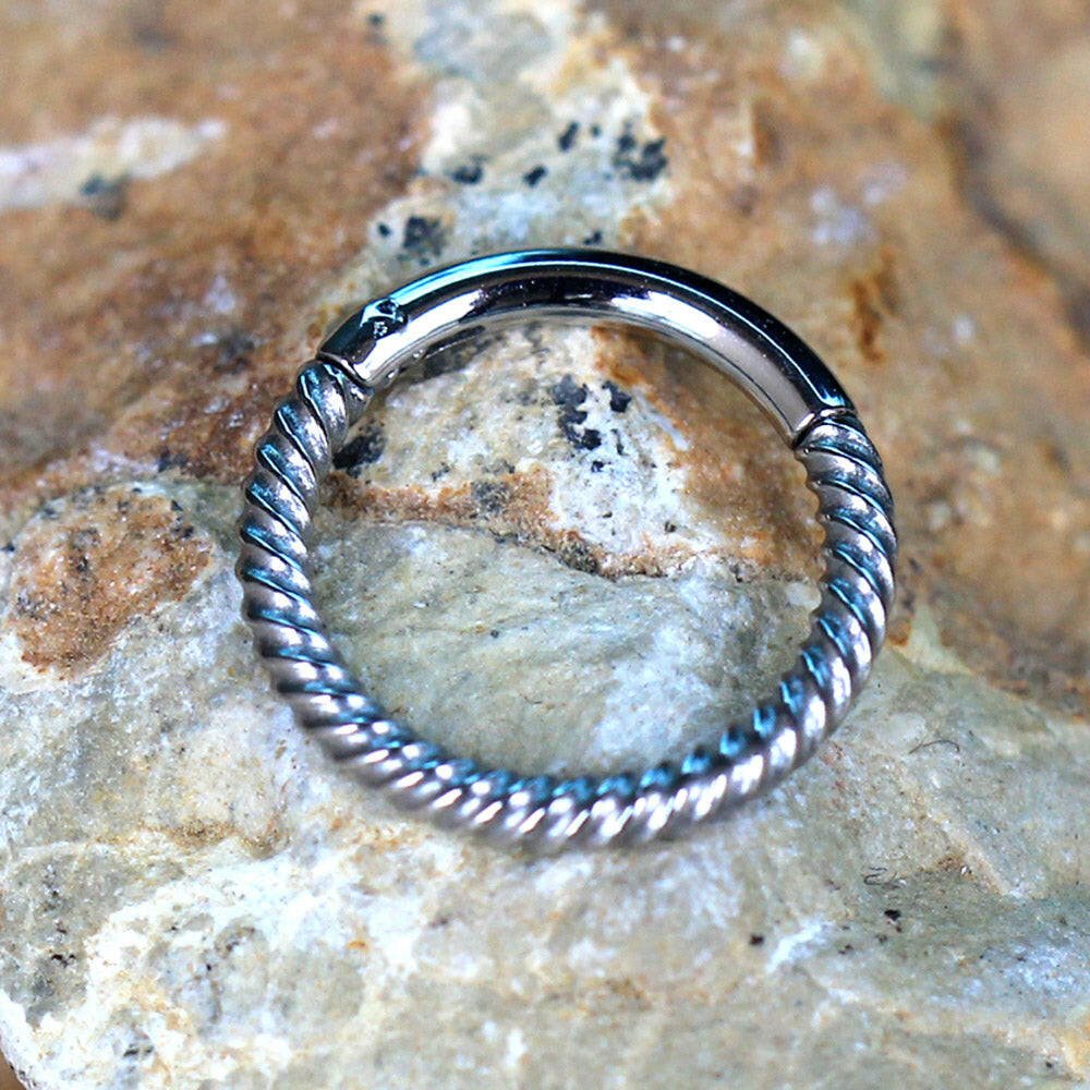 Stainless Steel Rope Design Seamless Clicker Ring - Impulse Piercings