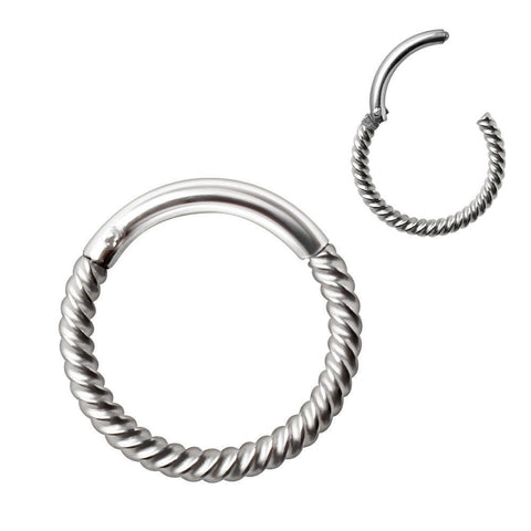 Stainless Steel Rope Design Seamless Clicker Ring.