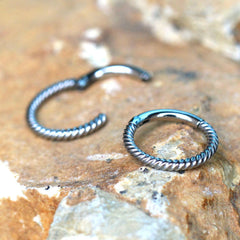 Stainless Steel Rope Design Seamless Clicker Ring - Impulse Piercings