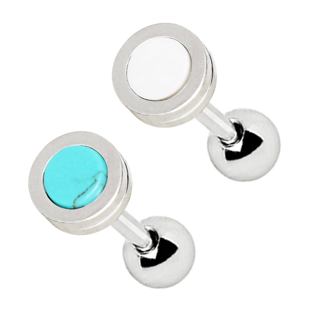 Stainless Steel Round Shaped Stone Cartilage Earring.