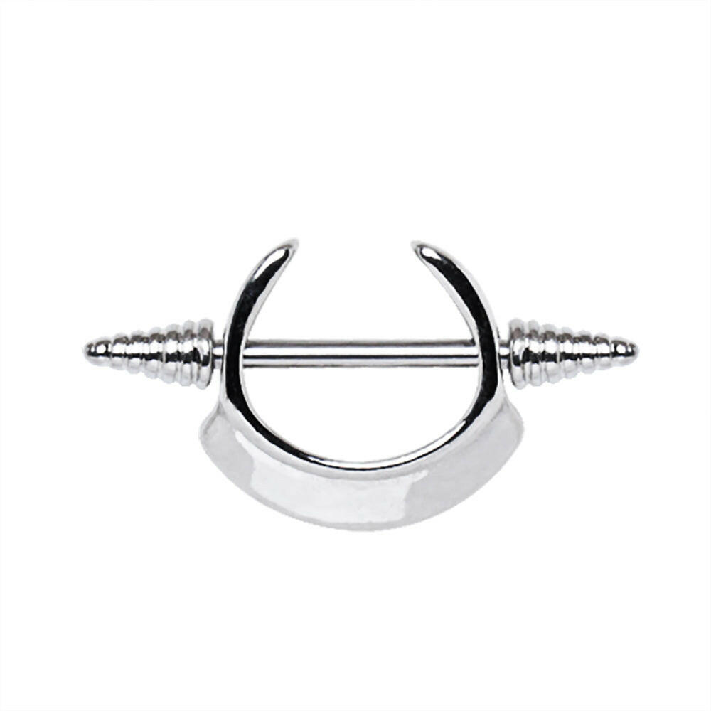 Stainless Steel Spiked Crescent Horseshoe Nipple Shield.