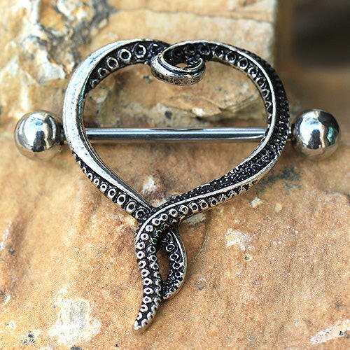 Stainless Steel Tentacle Heart Nipple Shield - Impulse Piercings