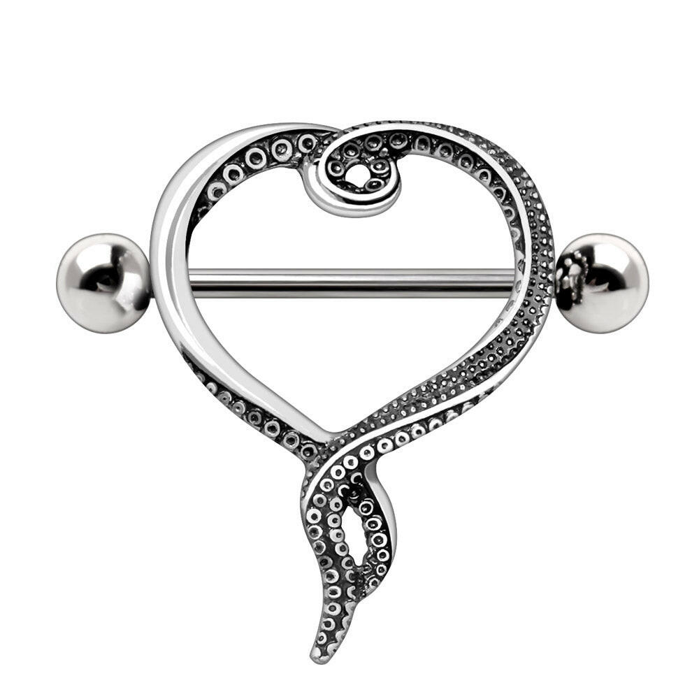 Stainless Steel Tentacle Heart Nipple Shield.