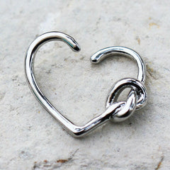 Stainless Steel Tied Knot Heart Seamless Ring / Cartilage Earring - Impulse Piercings