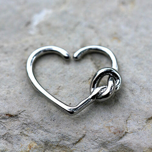 Stainless Steel Tied Knot Heart Seamless Ring / Cartilage Earring - Impulse Piercings