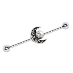 Stainless Steel Tribal Sun and Moon Industrial Barbell.