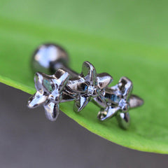 Stainless Steel Triple Star Flower Cartilage Earring - Impulse Piercings