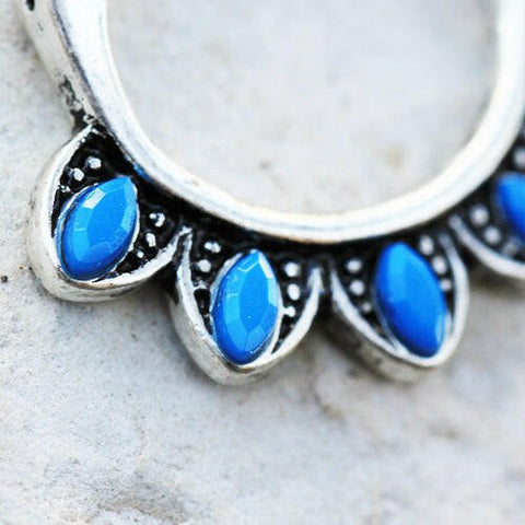 Stainless Steel Turquoise Tribal Nipple Clicker Ring - Impulse Piercings