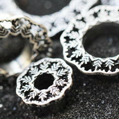 Stainless Steel Vintage Leaf Filigree Double Flare Tunnel Plug - Impulse Piercings