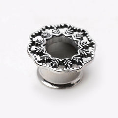 Stainless Steel Vintage Leaf Filigree Double Flare Tunnel Plug - Impulse Piercings